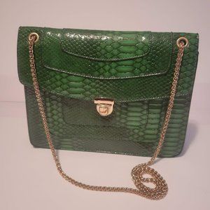 Mellow World Green Faux Leather Snake Croc Purse Handbag